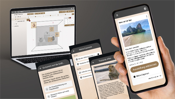 contextAR Museumsapp: Tablet zeigt AR-Inhalte an einem Museumsexponat